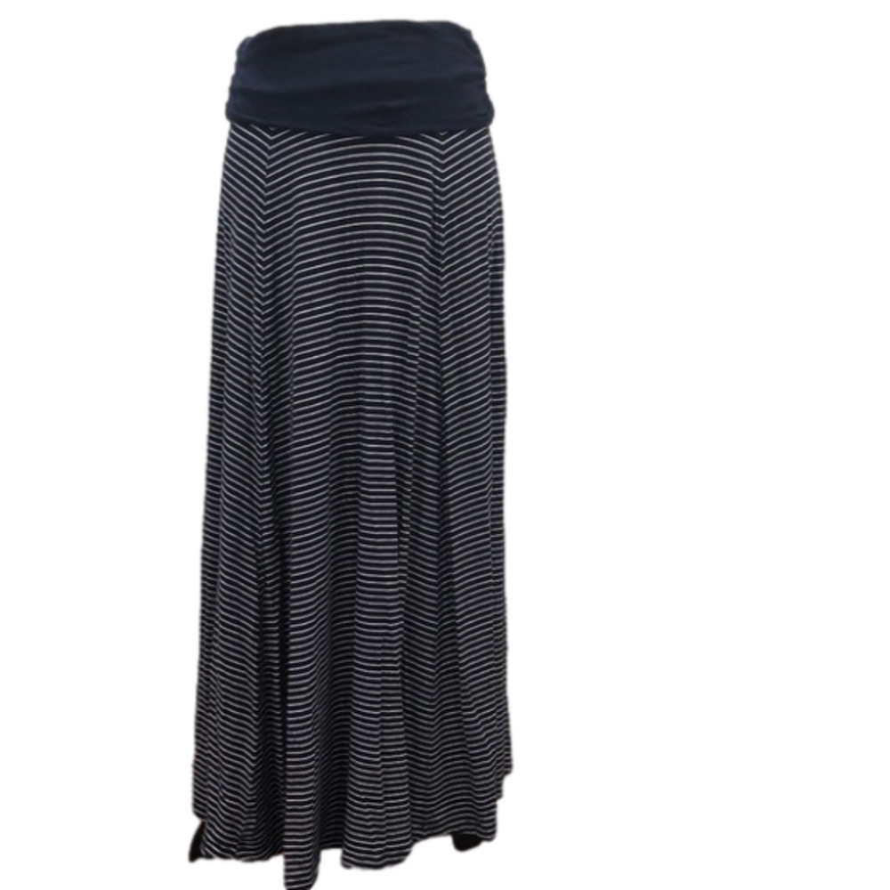 Gap Foldover Skinn White & Blue Stripe Maxi Skirt M